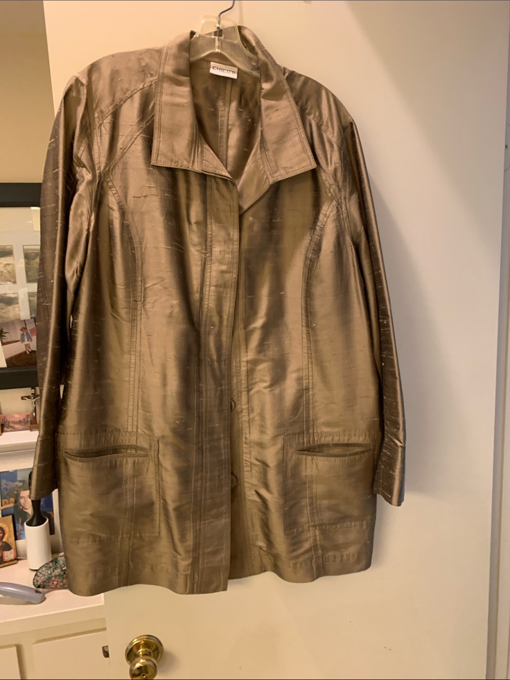 Chico's Shimmery Brown Long shirt  Jacket
